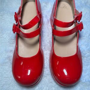 Red Double Strap Mary Jane Shoes size 8.5